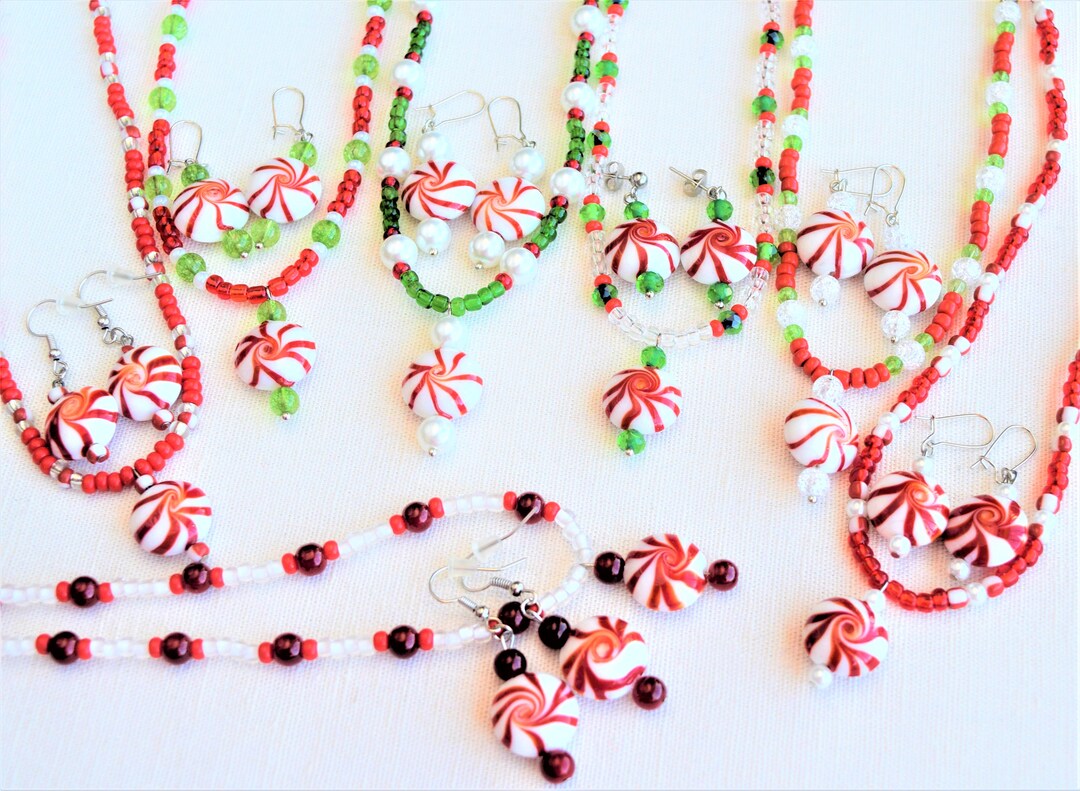 Christmas Peppermint Jewelry Necklaces and Earrings Sets or Etsy