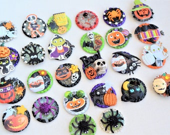 Some Glow in the Dark! 3D Halloween Pin, Magnetic Pin Back, Magnets, Retractable Reel Badge Holder, Backpack Clip, Key Chain, Necklace