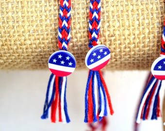 4th of July American Flag Patriotic Handwoven Bracelets