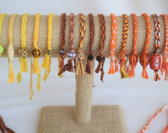 Unisex - Yellow, Orange, Red, Purple and Brown Handwoven Bracelets