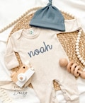 Embroidered Custom Baby Boy Coming Home Outfit, Personalized Baby Romper, Personalized Baby Boy Coming Home Romper, Custom Baby Shower Gift,