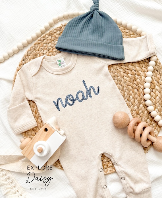 Embroidered Custom Baby Boy Coming Home Outfit, Personalized Baby Romper, Personalized Baby Boy Coming Home Romper, Custom Baby Shower Gift,