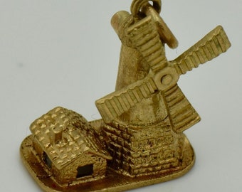 Erstaunliche antiken viktorianischen 9k solid gold Dutch Mill Charme. Selten!