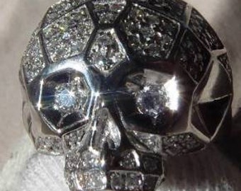 Mega rare Memento Mori Totenkopf Skull 14k white gold&2ct Diamonds ring