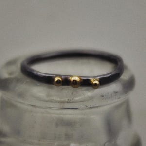 Handmade Oxidized Silver and 14k Gold Organic Band