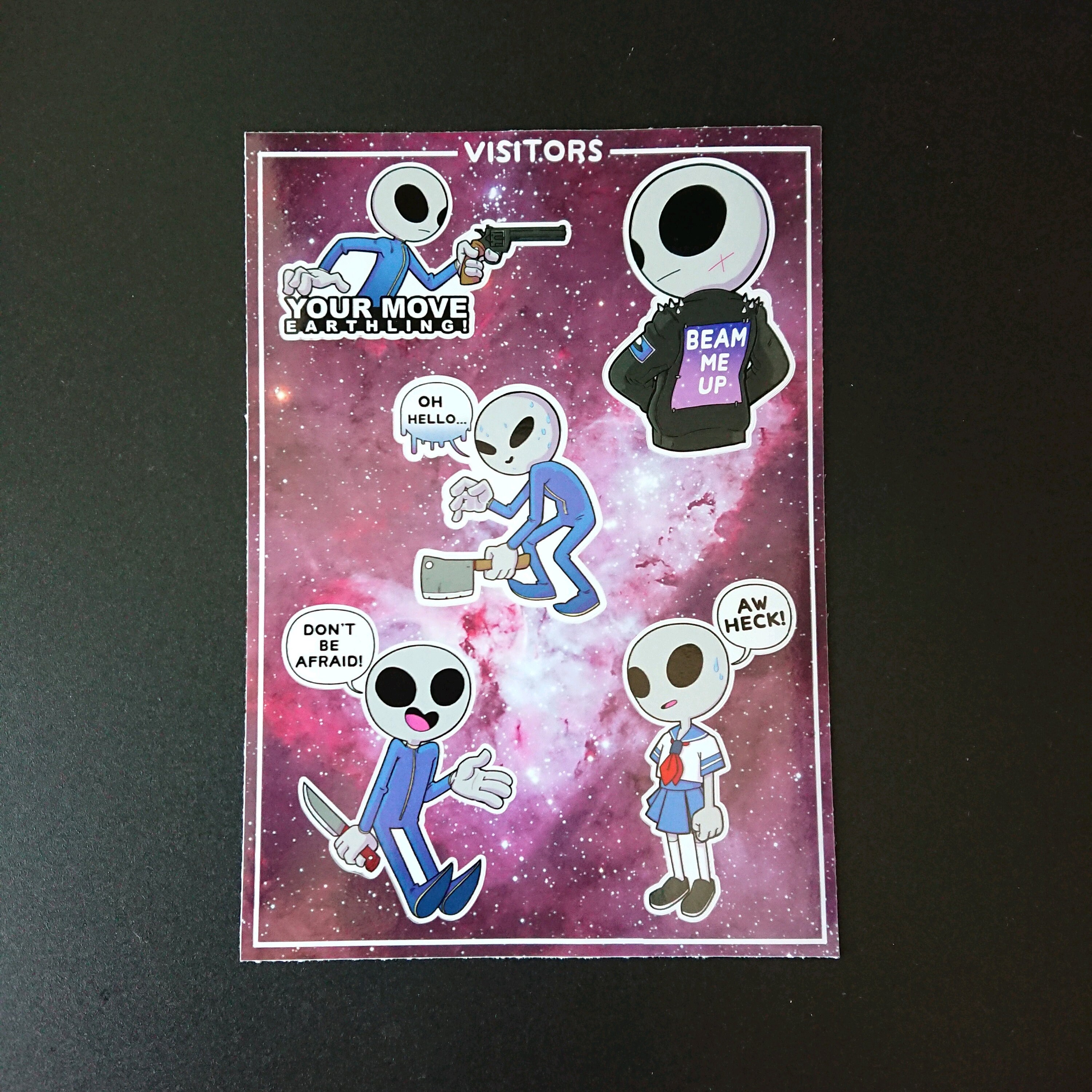 Visitors Sticker Sheet || Aliens, Ufos, Cryptids, Greys, Kawaii, Cute ...