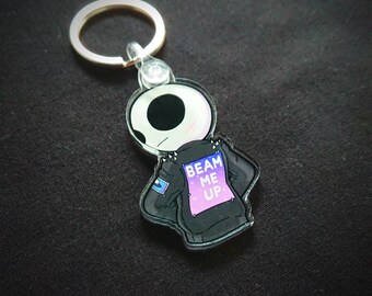 Beam Me Up Keychain || Cute, Kawaii, UFOs, Aliens, Paranormal, Cryptids, Greys, Pastel Goth, Space, Galaxy, Key Ring