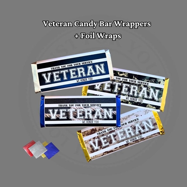 Military, Active duty, Veteran, Candy Bar Wrapper, 4th of July, Veteran's Day, Memorial, support our troops, Nautical candy, wedding, combat