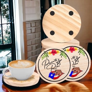 Puerto Rico Wood Coasters, Boricua Decor - Etsy