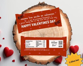 Divertente involucro per barretta di cioccolato di San Valentino per la figlia (download digitale)