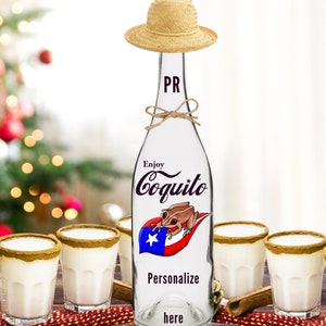 Puerto Rico Bottle - Puerto Rico Coquito Bottle - Puerto Rican Drink Bottle - Boricua bottle - Christmas Drink - Coquito Making Supplies