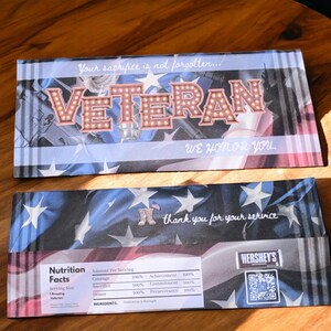 Military, Active Duty, Veteran Digital Candy Bar Wrapper Pre-designed ...