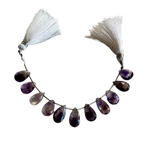 Perle Pera Sfaccettate Ametista Muschio | Gemma Naturale | 27 Carati | Filo 10 cm | Creazione Gioielli | Pietra Nascita | DIY
