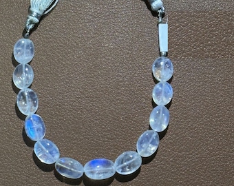 Rainbow Moonstone Bead Strand, Smooth Oval Gemstone, DIY Jewelry Making