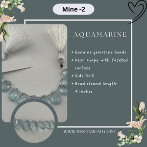 Acquamarina Perle Pera Sfaccettate | Gemma Naturale | 14 Carati | 4X5.5-5X7mm | 4 Pollici | Pietra Nascita | Creazione Gioielli | Collana