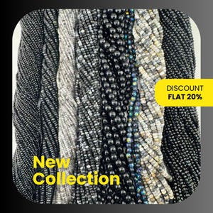 Black Gemstone Beads Strand – Onyx, Spinel, Tourmaline, Zircon | Faceted, Smooth Round & Rondelle in Various Sizes