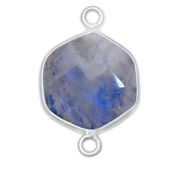 Rainbow Moonstone Stone Necklace for Jewelry Making 12mm 15mm 18mm Hexagon Bezel Charms Pendants Connectors 925 Sterling Silver