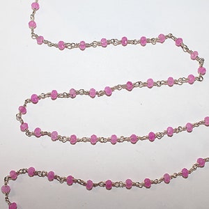 Fuschia Rosa Chalcedon Natürliche Facettierte Rondelle Perlen 3 mm Versilbert Handmade Rosenkranz Kette Frauen Schmuck machen Halskette Anklet Armband