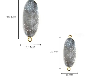 24k Gold Electroplated - Kissed Gray Druzy - Handmade Pendant Necklace - Gothy Elegance & Jewelry Gift