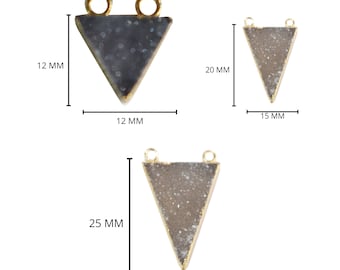 24k Gold Electroplated -Kissed Gray Druzy - Handmade Pendant Necklace - Gothy Elegance & Jewelry Gift