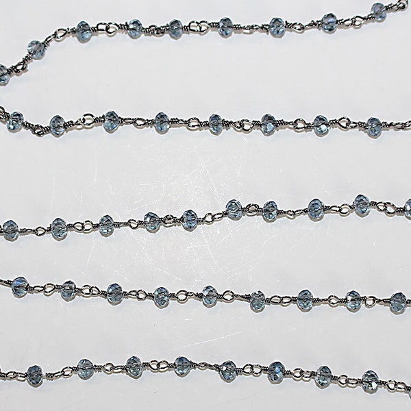 Dark Mystic 3mm Beaded Handmade Rosary Chain antique black / oxidized Women Jewelry Making Necklace Chain Anklet Bracelet Wholesale Price