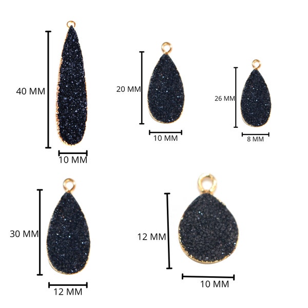 24k Gold electroplated - Kissed Black Druzy - Handmade Pendant Necklace - Gothy Elegance & Jewelry Gift