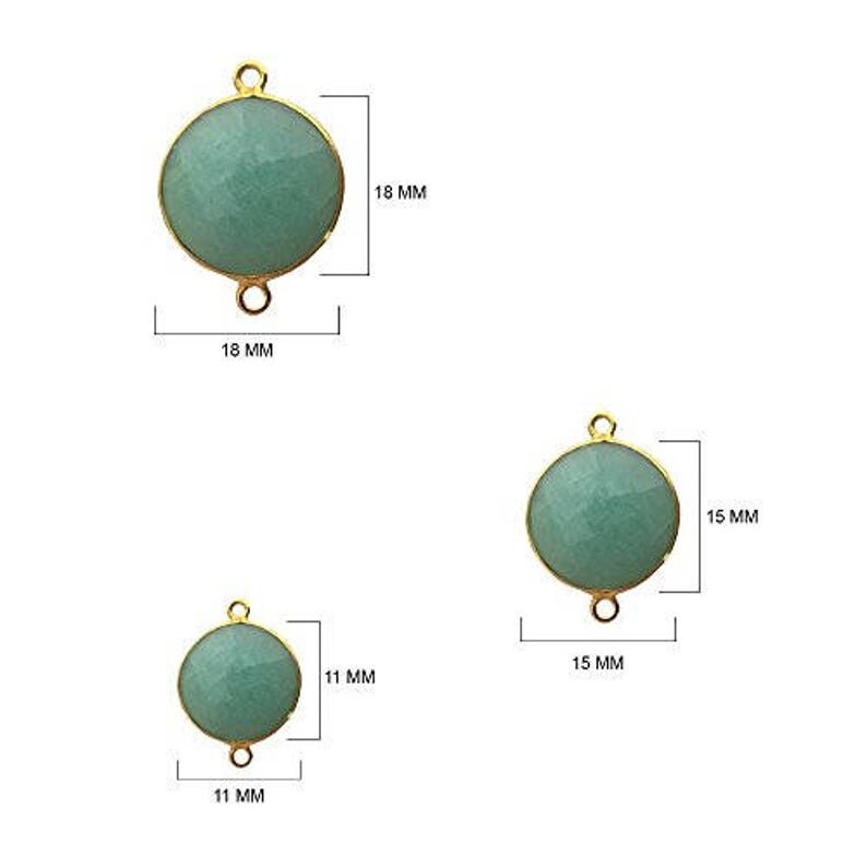 Amazonite Coin Round 24K Gold Plated Over 925 Sterling Silver Natural Gemstone Bezel Charms Links Connector Pendant Bail DIY Jewelry