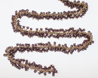Amethyst Gold Rosary Chain - Jewelry Making Supplies for Necklace, Bracelet, Earring, Anklet - Beaded Gemstone Rosary