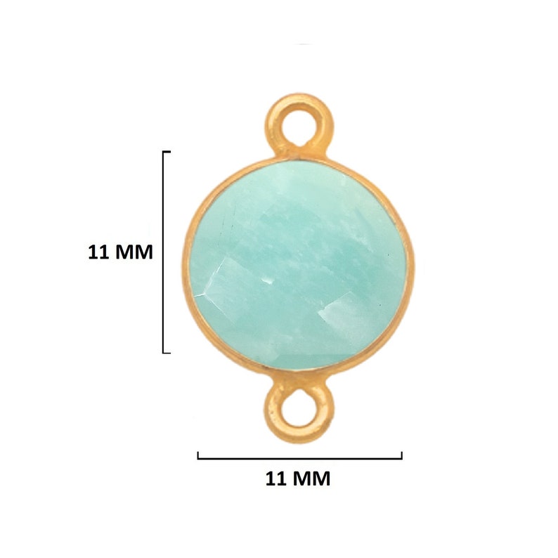 Amazonite Coin Round 24K Gold Plated Over 925 Sterling Silver Natural Gemstone Bezel Charms Links Connector Pendant Bail DIY Jewelry