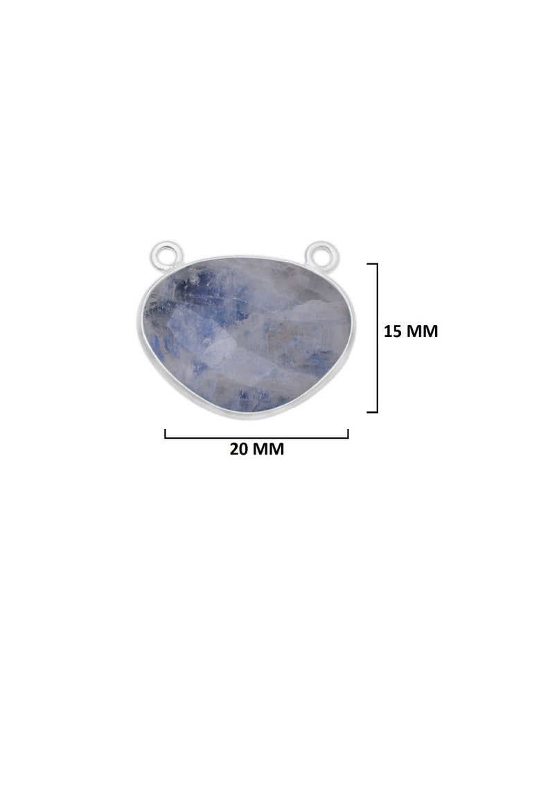 Rainbow Moonstone Oval 925 Sterling Silver Natural Gemstone Bezel Charms Links Connector Pendant Bail DIY Jewelry