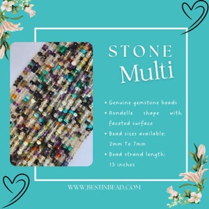 Multi Stone Turquoise Rondelle Gemstone Beads - Natural Semi Precious Bead Strand - Sizes 2mm to 7mm - Jewelry Making Supplies