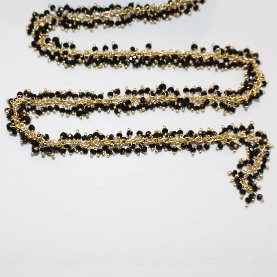 Pehvdkuq Dainty Black Spinel Beaded Choker Necklace - 3mm Black Agate Beads, 18k Gold Plated Chain - View #14