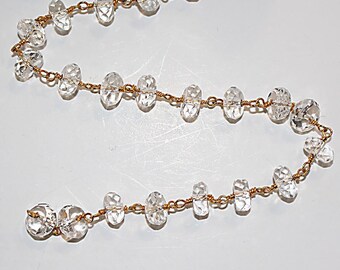 Clear Quartz 8mm Beaded Handmade Rosary Chain 24K gold plated over silver Women Jewelry Making Necklace DIY Anklet Bracelet Wholesale Price