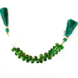 Diopside Cromo Perle Pera Sfaccettate | Gemma Naturale | 23 Carati | 4.5X5.5-7X7.5mm | 4 Pollici | Pietra Nascita | Creazione Gioielli