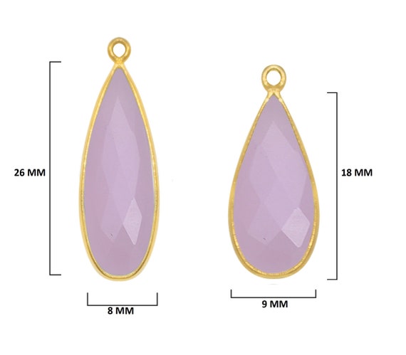 Pink Chalcedony Oval 24K Gold Plated Over 925 Sterling Silver Natural Gemstone Bezel Charms Links Connector Pendant Bail DIY Jewelry