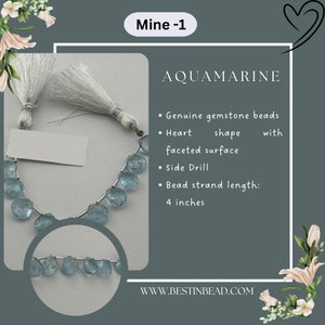 Aquamarine Faceted Heart Beads | Natural Gemstone | 13 Carats | 5.5mm | 4-Inch Strand | Birthstone | Jewelry Making | Necklace | Chakra