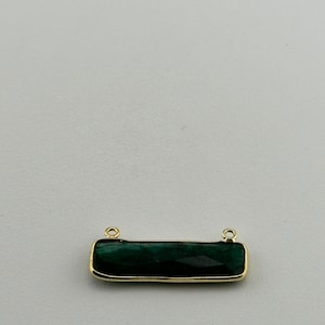 Emerald Rectangle/Bar Pendant - Boho Chic Gemstone Necklace with 24kt Gold Elegance