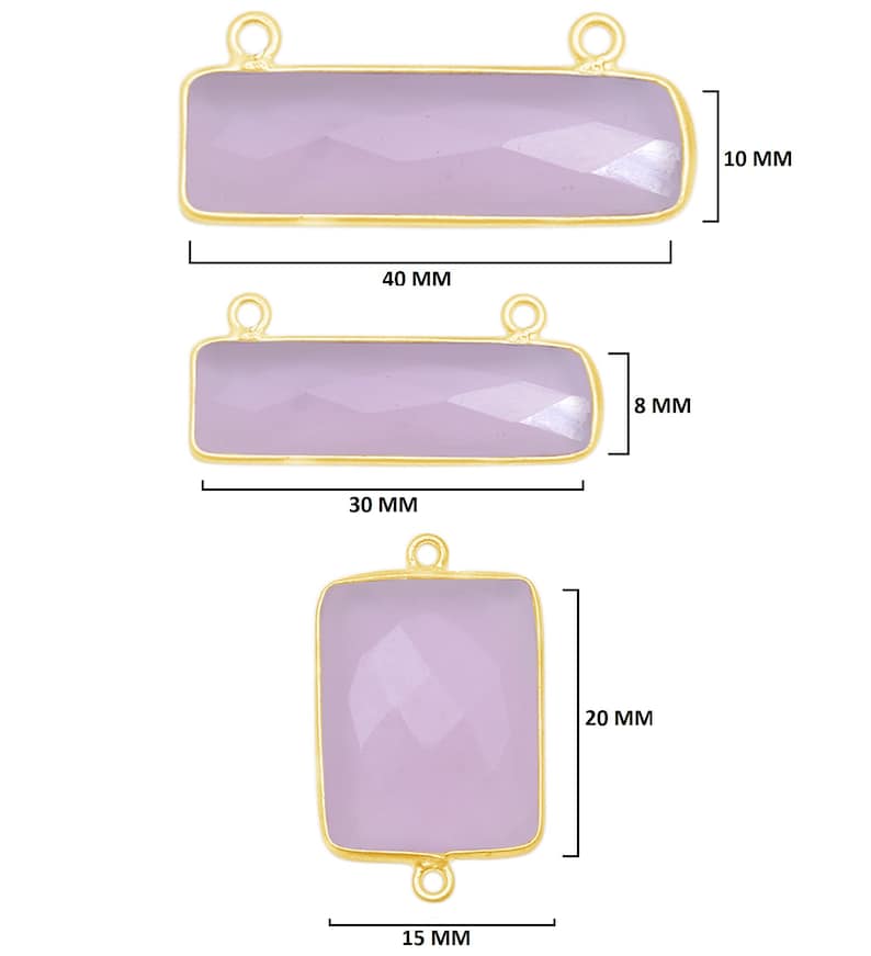 Pink Chalcedony Oval 24K Gold Plated Over 925 Sterling Silver Natural Gemstone Bezel Charms Links Connector Pendant Bail DIY Jewelry