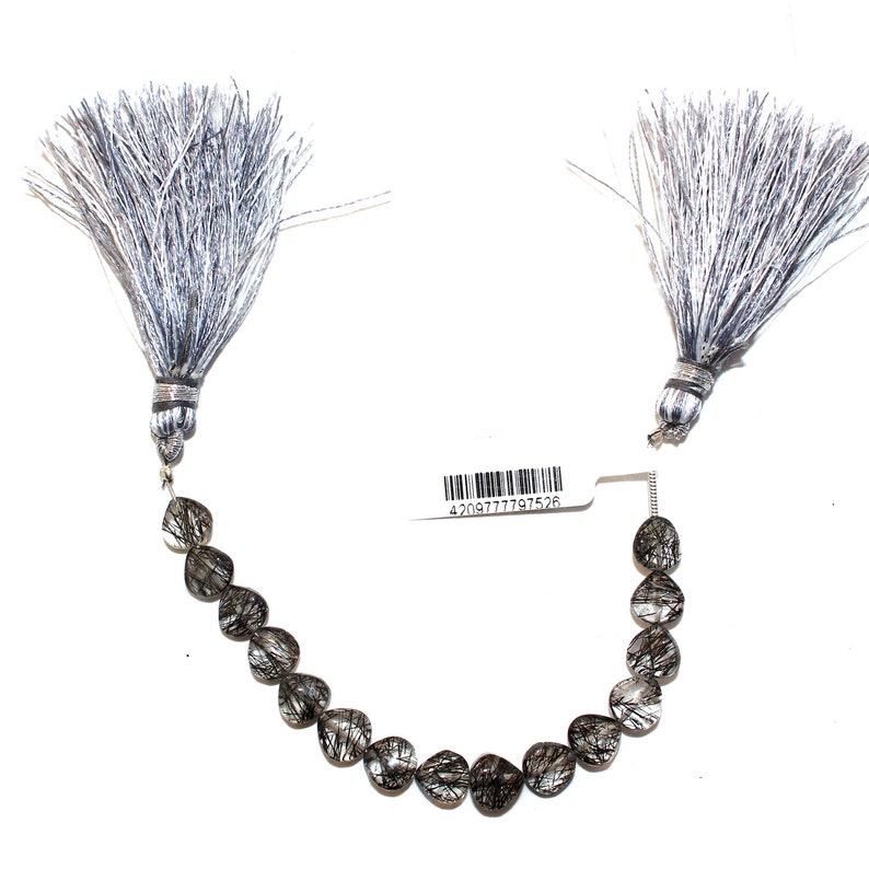 TOURMALATED QUARTZ Heart Natural Bead Strand AAA Quality Semi Precious Gemstone 4 inches Diy Jewelry Making Necklace Earrings Birthstone