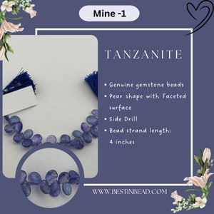 Perle Pera Tanzanite | Facettata | 4.5–5.5mm | 17 Ct | Filo 4" | Pietra Nascita | Collana Fai da Te | Chakra Gioielli