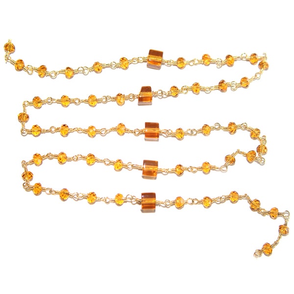 Dark Citrine Gemstone Faceted Rondelle Bead 3-4mm 24K Gold Plated Over Silver Rosary Chain Women Jewelry Making Necklace Wholesale Price