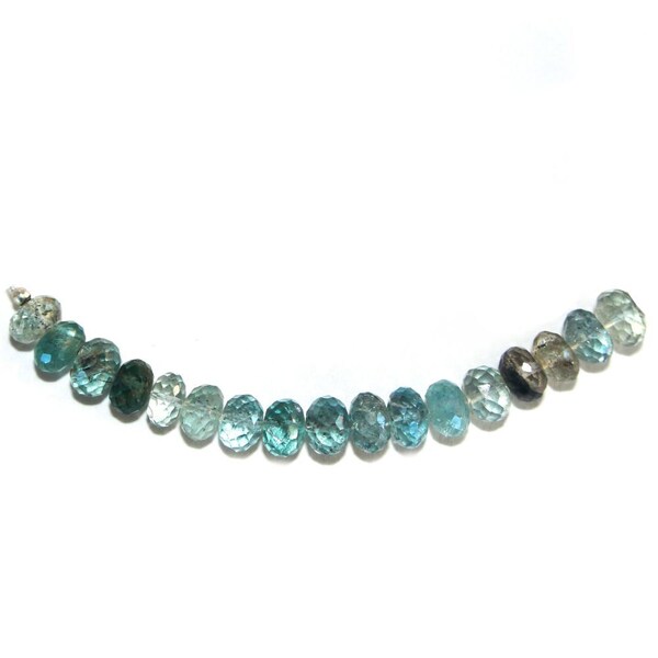 Moss Aquamarine Faceted Rondelle 4 inch Bead Strand 5.5 MM & 23 Carats Natural Semi Precious Gemstone Birthstone DIY Jewelry Making Necklace