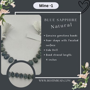 Zaffiro Blu Perle a Goccia Facettate | Gemma Naturale | 24 Carati | Filo 10 cm | Pietra Nascita | Creazione Gioielli | Accessori Fai da Te