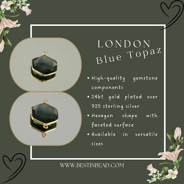 Boho Chic London Blue Topaz Bezel Pendant - Handcrafted Gemstone Necklace with 24kt Gold Plating