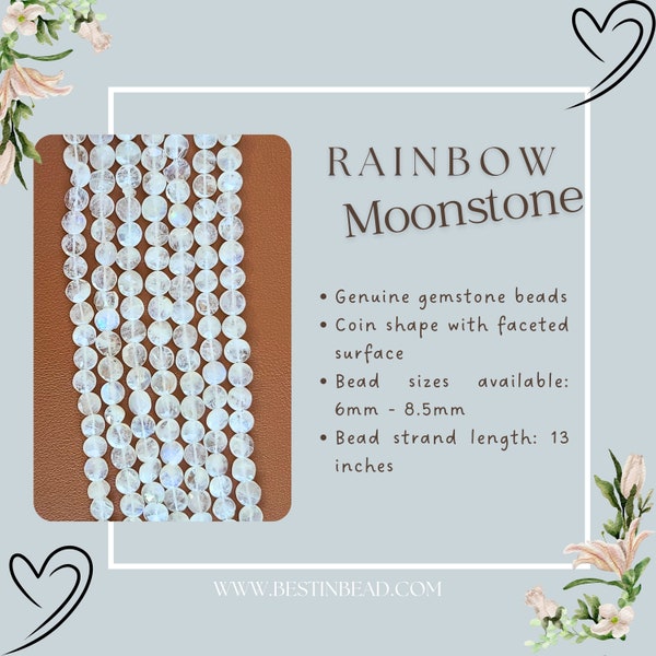 Mesmerizing Rainbow Moonstone Coin Beads - 13 Inch Strand