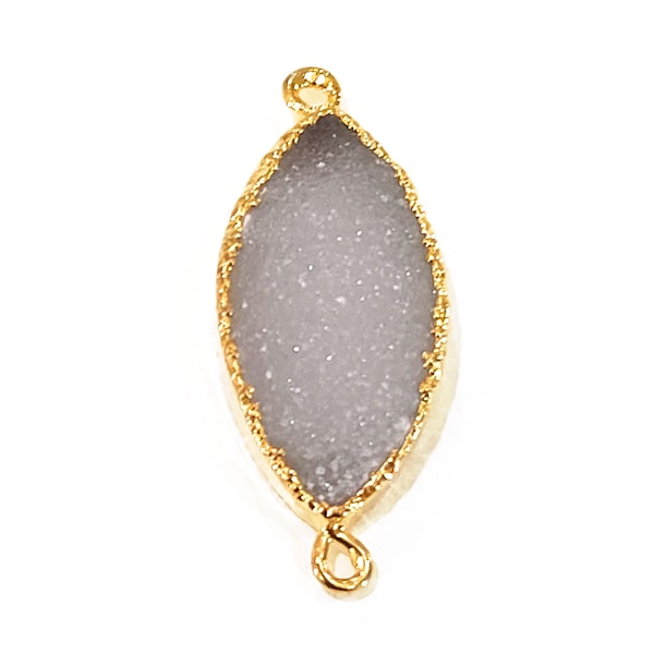 White Druzy Stone Necklace for Jewelry Making 10X15 12X20 14X20 7X11 Marquise/Evil Eye Bezel Charms 24K Gold Plated Over 925 Sterling Silver