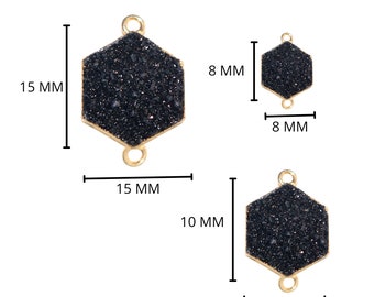 24k Gold electroplated - Kissed Black Druzy - Handmade Pendant Necklace - Gothy Elegance & Jewelry Gift