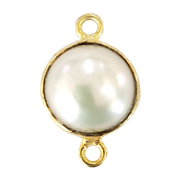 Pearl Stone Necklace for Jewelry Making 8mm10mm Coin/Round Bezel Charms Pendants Connectors 24K Gold Plated Over 925 Sterling Silver