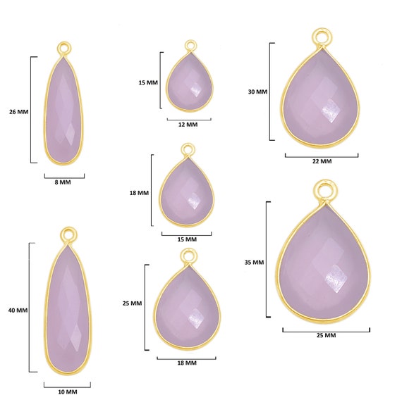 Pink Chalcedony Oval 24K Gold Plated Over 925 Sterling Silver Natural Gemstone Bezel Charms Links Connector Pendant Bail DIY Jewelry
