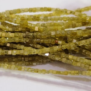 Yellow Diamond Faceted Cube 4 Inch Bead Strand & 1.5 Carats Natural Precious Gemstone Perfect For Jewelry Making Necklace, Earrings Rings